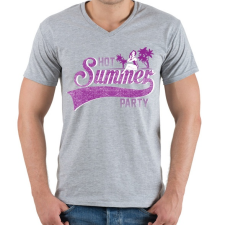 PRINTFASHION Nyári buli - Férfi V-nyakú póló - Sport szürke férfi póló