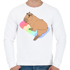 PRINTFASHION Nyári capybara - Férfi pulóver - Fehér