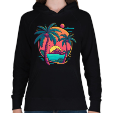 PRINTFASHION Nyári hangulat - Női kapucnis pulóver - Fekete női pulóver, kardigán