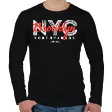 PRINTFASHION NYC  Brooklyn - Férfi hosszú ujjú póló - Fekete férfi póló