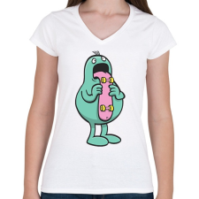 PRINTFASHION Nyelves - Női V-nyakú póló - Fehér női póló