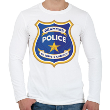 PRINTFASHION Nyelvtan rendőrség - Férfi hosszú ujjú póló - Fehér férfi póló
