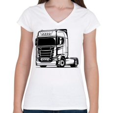 PRINTFASHION Nyergesvontató - Női V-nyakú póló - Fehér