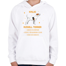 PRINTFASHION Nyilas - Russell terrier - Gyerek kapucnis pulóver - Fehér