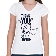 PRINTFASHION Nyilvánvaló kapitány - Női V-nyakú póló - Fehér női póló