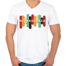 PRINTFASHION Nyíregyháza - Színes - Férfi V-nyakú póló - Fehér