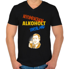 PRINTFASHION NYOMOKBAN ALKOHOLT TARTALMAZ - Férfi V-nyakú póló - Fekete
