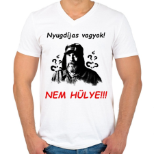 PRINTFASHION NYUGDÍJAS VAGYOK - Férfi V-nyakú póló - Fehér férfi póló