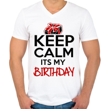 PRINTFASHION Nyugi, ez az én születésnapom - Férfi V-nyakú póló - Fehér férfi póló