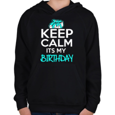 PRINTFASHION Nyugi, ez az én szülinapom - Gyerek kapucnis pulóver - Fekete