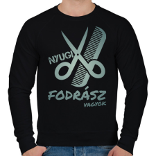 PRINTFASHION Nyugi fodrász vagyok  - Férfi pulóver - Fekete férfi pulóver, kardigán