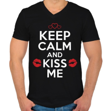 PRINTFASHION Nyugodj le és csókolj meg - Férfi V-nyakú póló - Fekete férfi póló