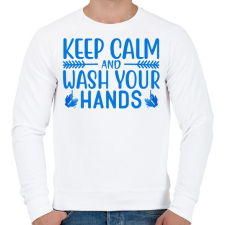 PRINTFASHION Nyugodj le és moss kezet! - Férfi pulóver - Fehér férfi pulóver, kardigán