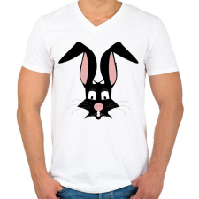 PRINTFASHION nyúl - Férfi V-nyakú póló - Fehér férfi póló