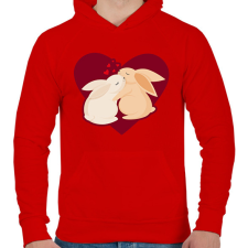 PRINTFASHION Nyúl szerelem - Férfi kapucnis pulóver - Piros férfi pulóver, kardigán