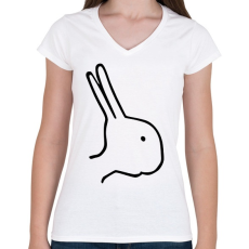 PRINTFASHION Nyúl vagy kacsa? - Női V-nyakú póló - Fehér