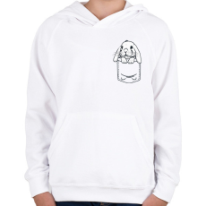 PRINTFASHION Nyúl zsebben - Gyerek kapucnis pulóver - Fehér