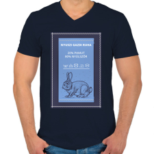 PRINTFASHION Nyúlszőr - Férfi V-nyakú póló - Sötétkék férfi póló
