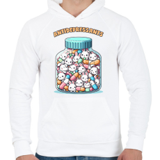 PRINTFASHION Nyuszi antidepresszáns - Férfi kapucnis pulóver - Fehér