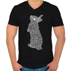 PRINTFASHION Nyuszi - fehér - Férfi V-nyakú póló - Fekete