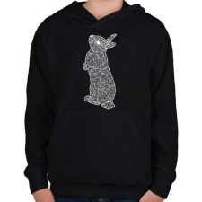 PRINTFASHION Nyuszi - fehér - Gyerek kapucnis pulóver - Fekete gyerek pulóver, kardigán