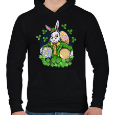 PRINTFASHION Nyuszi  - Férfi kapucnis pulóver - Fekete férfi pulóver, kardigán