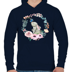 PRINTFASHION Nyuszi - Férfi kapucnis pulóver - Sötétkék