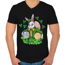 PRINTFASHION Nyuszi  - Férfi V-nyakú póló - Fekete férfi póló