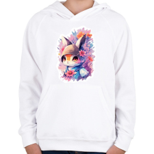 PRINTFASHION Nyuszi - Gyerek kapucnis pulóver - Fehér gyerek pulóver, kardigán