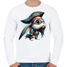PRINTFASHION Nyuszi Jack Sparrow kapitány jelmezben - Férfi pulóver - Fehér férfi pulóver, kardigán