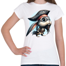 PRINTFASHION Nyuszi Jack Sparrow kapitány jelmezben - Női póló - Fehér női póló