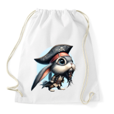 PRINTFASHION Nyuszi Jack Sparrow kapitány jelmezben - Sportzsák, Tornazsák - Fehér tornazsák