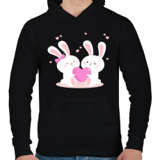 PRINTFASHION Nyuszi Love - Férfi kapucnis pulóver - Fekete