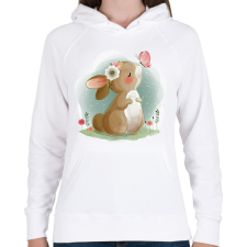 PRINTFASHION Nyuszi  - Női kapucnis pulóver - Fehér női pulóver, kardigán