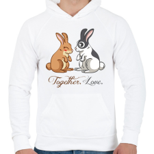 PRINTFASHION Nyuszi szerelem - Férfi kapucnis pulóver - Fehér férfi pulóver, kardigán