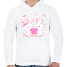 PRINTFASHION Nyuszi szerelem! - Férfi kapucnis pulóver - Fehér