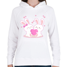 PRINTFASHION Nyuszi szerelem! - Női kapucnis pulóver - Fehér női pulóver, kardigán