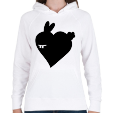 PRINTFASHION Nyuszi szív - Női kapucnis pulóver - Fehér női pulóver, kardigán