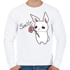 PRINTFASHION Nyuszi Virággal - Mosolyogj  - Férfi pulóver - Fehér