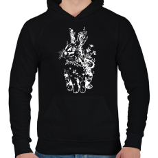 PRINTFASHION nyuszi virágokkal fehér - Férfi kapucnis pulóver - Fekete