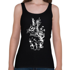 PRINTFASHION nyuszi virágokkal fehér - Női atléta - Fekete