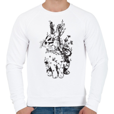 PRINTFASHION nyuszi virágokkal fekete - Férfi pulóver - Fehér férfi pulóver, kardigán
