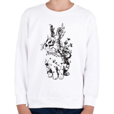 PRINTFASHION nyuszi virágokkal fekete - Gyerek pulóver - Fehér
