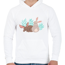 PRINTFASHION Nyuszik - Férfi kapucnis pulóver - Fehér férfi pulóver, kardigán