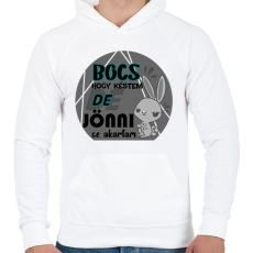 PRINTFASHION nyuszis bocs hogy késtem - Férfi kapucnis pulóver - Fehér