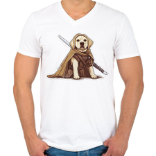 PRINTFASHION Obi Van Labrador - Férfi V-nyakú póló - Fehér férfi póló