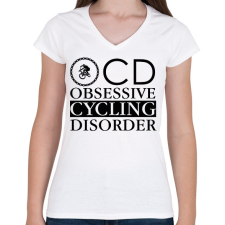 PRINTFASHION OCD - Biciklis - Női V-nyakú póló - Fehér női póló