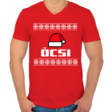 PRINTFASHION ÖCSI - Férfi V-nyakú póló - Piros