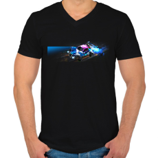 PRINTFASHION octane - Férfi V-nyakú póló - Fekete