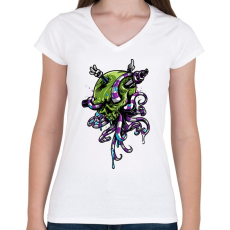 PRINTFASHION Octopus Tentacle - Női V-nyakú póló - Fehér